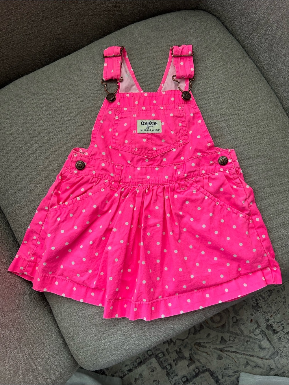 OshKosh B'gosh Bright Pink Polka Dot Overall Dress